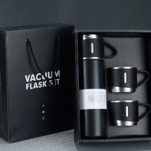 STAINLESS STEEL VACUUM FLASK SET, 500ML WITH 2 CUPS (Random Color)