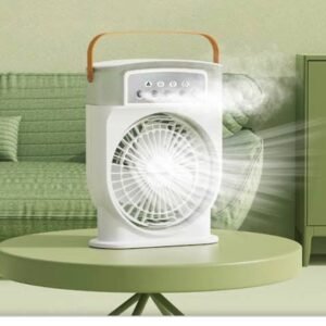 Portable Air Conditioner Fan | 5-Hole Spray Mist Air Cooling Mini Humidifier Table Fan - Rechargeable (Random color)