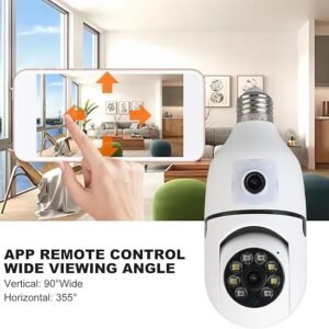 2mp Wireless WiFi Light Bulb Security Camera, 360 Degrees Camera Home Security Camera, Indoor/Outdoor