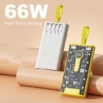 66W Fast Charging 20,000 mAh Power Bank With Cable (Random color)