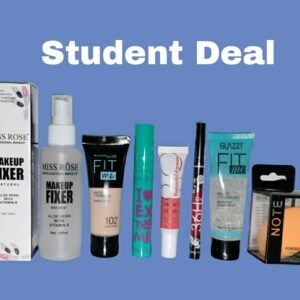 Student Makeup Deal – Makeup Fixer, Foundation (Random Shade), Mascar (Random Color) Liquid Blush, Eyeliner, Primer, Blender (Random Color)