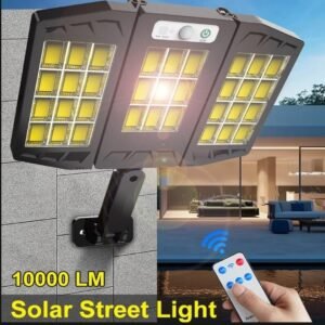 COB Solar Street Lights Outdoor 3 Head Motion Sensor 270 Angle Wide Lighting Waterproof Remote Control Wall Electronic Gadgets