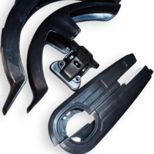 (Pack Of 4) Unbreakable Plastic Mudguards Set Plus Chain Cover And Back Light Stand For All 70cc Bikes