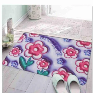 3D Printing Soft Mat Cut Flower Design Anti Slip Floor Door Mat Water Absorb for Bathroom, Kitchen or Room
