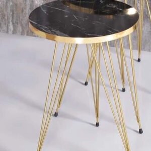 Black Marble Look with Gold Metal Legs Round  Home Essential 1 Piece Coffee Table