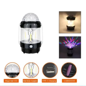 Rechargeable 2-in-1 Outdoor Camping Lamp & Disco/Fancy Light, Stage Light with USB Cable (Random color)