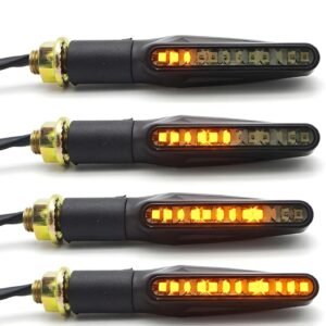 Pack of 2 Pairs (4 Pcs) – Audi Flow Style LED Motorcycle Turn Signal Indicators Amber Light