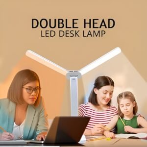 Fold-able Double Head Reading LED Desk Lamp | 3 Levels Dimmable Touch Table Night Light – USB Rechargeable